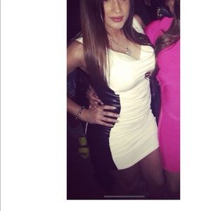 Black and white tight fitted dress